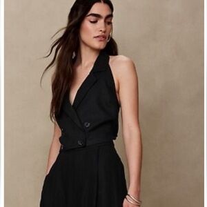 NWOT Banana Republic Cropped Linen-Blend Shirt Vest Sz M